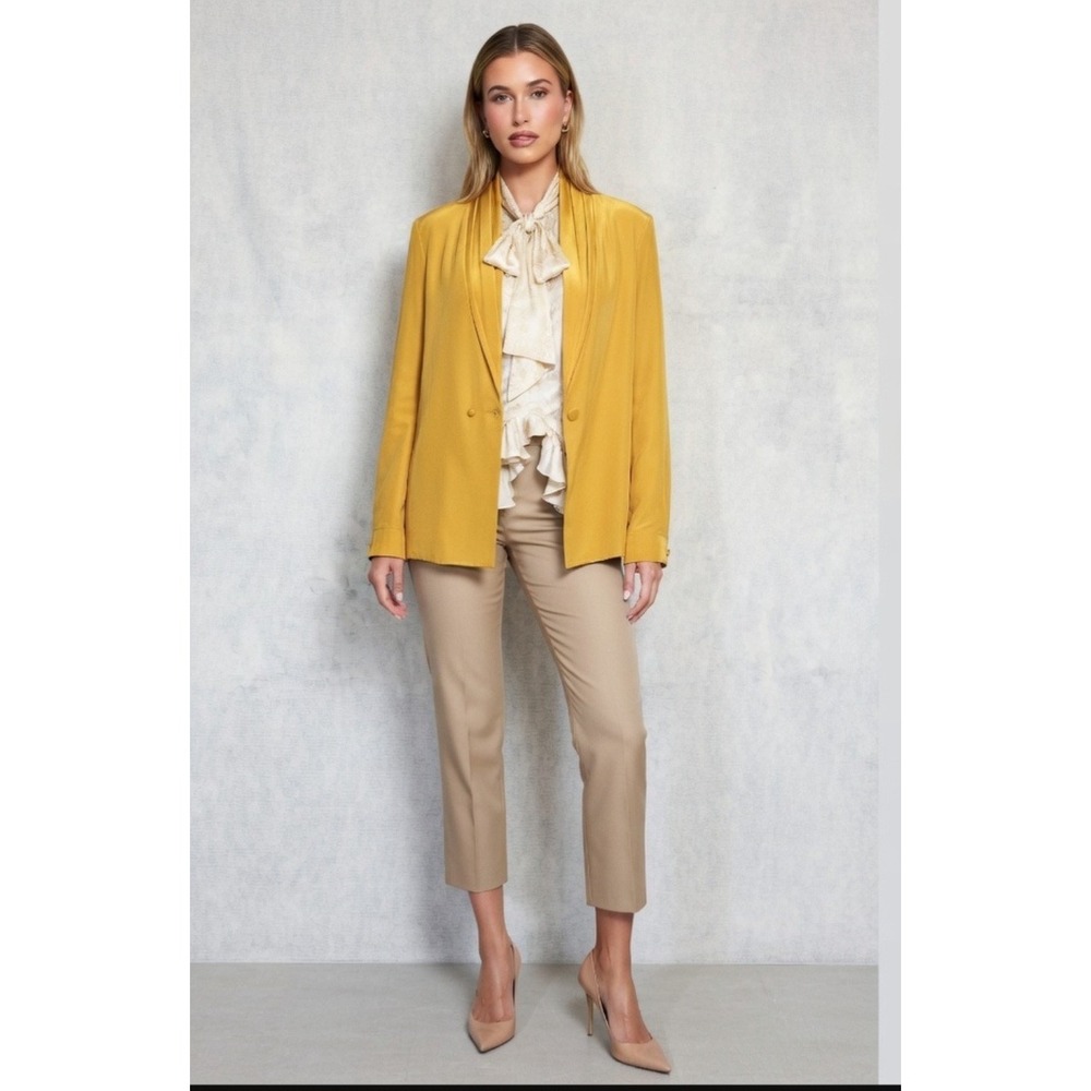 SASSON Blouse Womens 8 M Vtg 80s Gold  Career Office Long‎ Sleeve Blazer